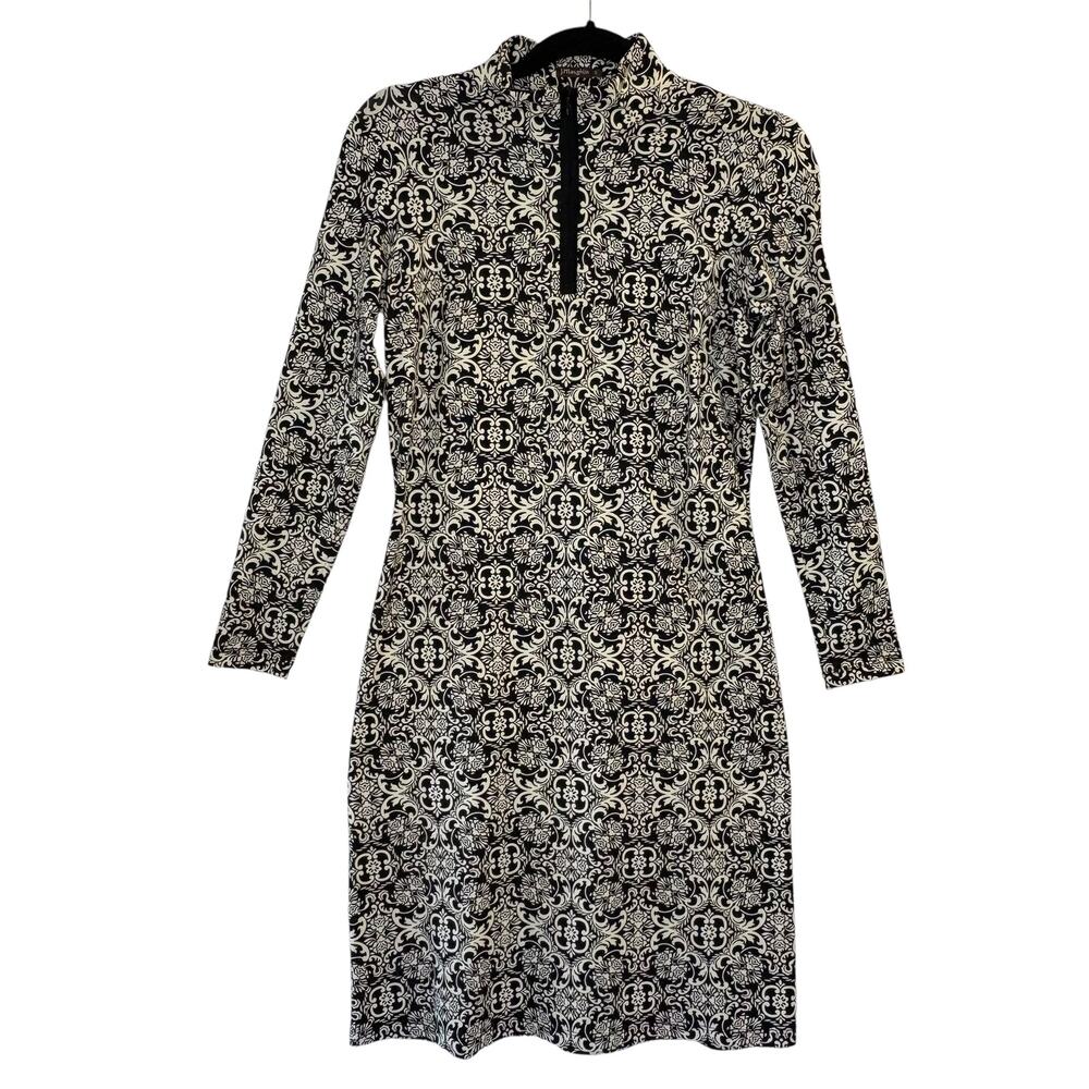 J. McLaughlin Long Sleeve Midi Dress Small Quarter Zip Mock Neck Catalina Cloth